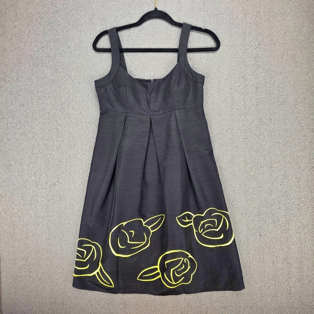 B. Moss Dress Collection Black Yellow Embroidered Rose Pleated Cocktail Dress‎ 2